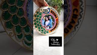 customize Lippan art photo frame❤️💫 #lippanart #handmade photo frame #peacock photo frame #shorts