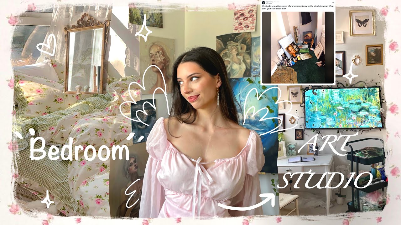How to turn your bedroom into an ART STUDIO ˖° - YouTube