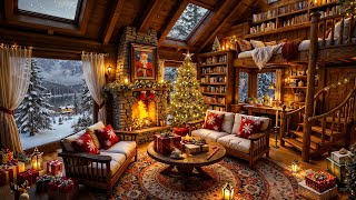 Relaxing Christmas Jazz Background Music 2026 🎄🔥 Cozy Cabin Ambience \u0026 Fireplace Crackles for Unwind