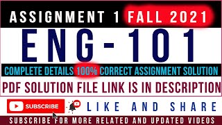 ENG101 Assignment 1 Solution Fall 2021 By Tanveer Online Academy || ENG101 Assignment 1 Fall 2021