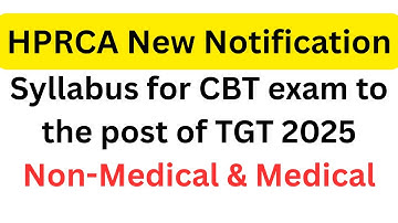 HPRCA TGT Commission new notification // HP TGT Non medical new syllabus // TGT Medical new syllabus