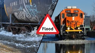 More Trains in the Water! - BNSF Trains Push Through the Davenport Floodwaters! - March 2019