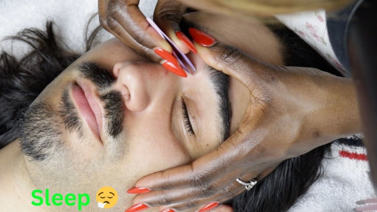 ASMR FASTEST SLEEP tweezing his eyebrows 😮‍💨