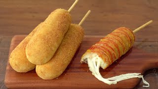 How to Make Cheese Potato Hot Dog :: Without Flour :: Korean Hot Dog :: Corn Dogs