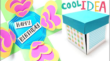 Exploding paper gift Box Card for birthday tutorial sweetheart theme DIY Crafts Scrapbooking