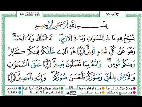 سورة التغابن مكتوبة تلاوة حمزة الجزائري برواية ورش عن نافع