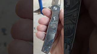 Elmax Core Damascus CH Knives Blast engraved titanium