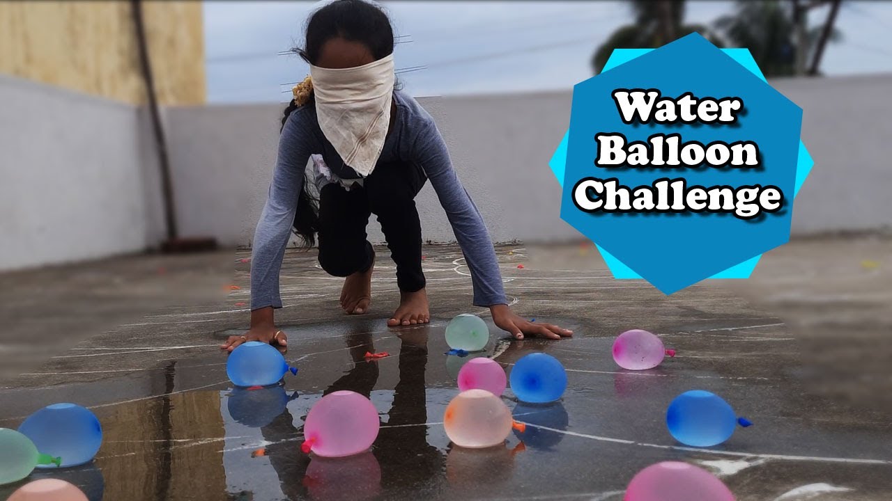 Blindfold Water Balloon Fun Challenge with Sivala Sisters వాటర్