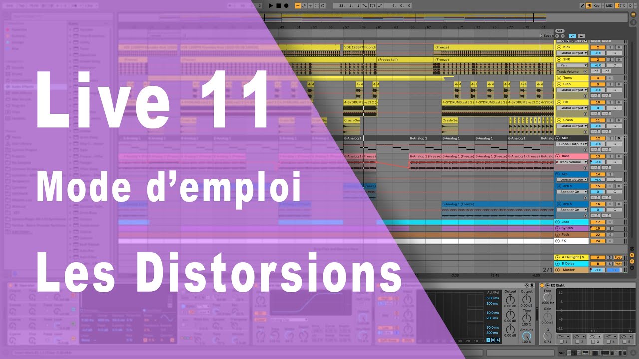 Ableton Live 11 Drum Buss Saturator Vinyl Distortion. Toutes les disto