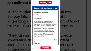 Notice on Cleanliness Drive | Notice Writing Format for School | CBSE Class 6–10