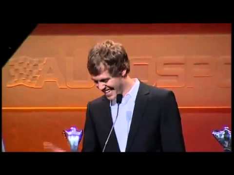 Vettel impersonates Raikkonen in hilarious speech at the Autosport awards