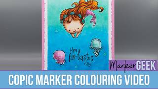 Copic Colouring Impronte d'Autore Mermaid Vibes Stamped Scene