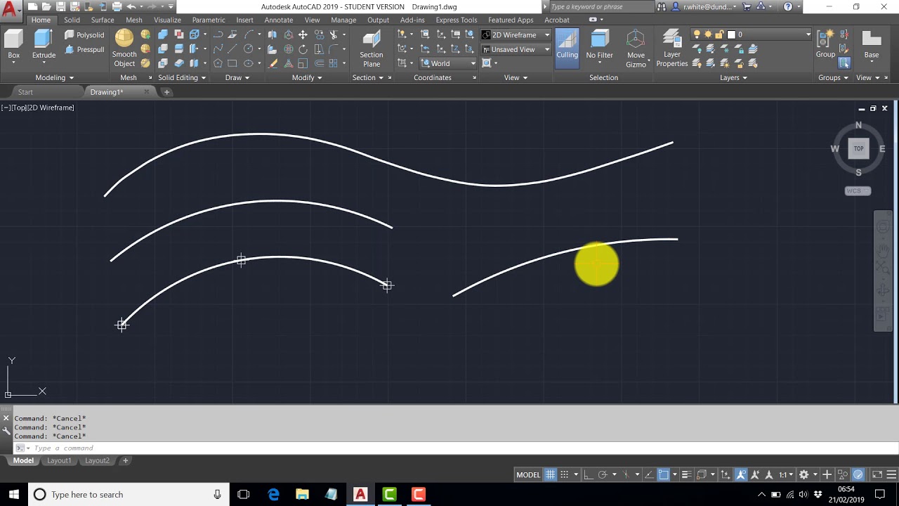 reverse curve autocad 2019