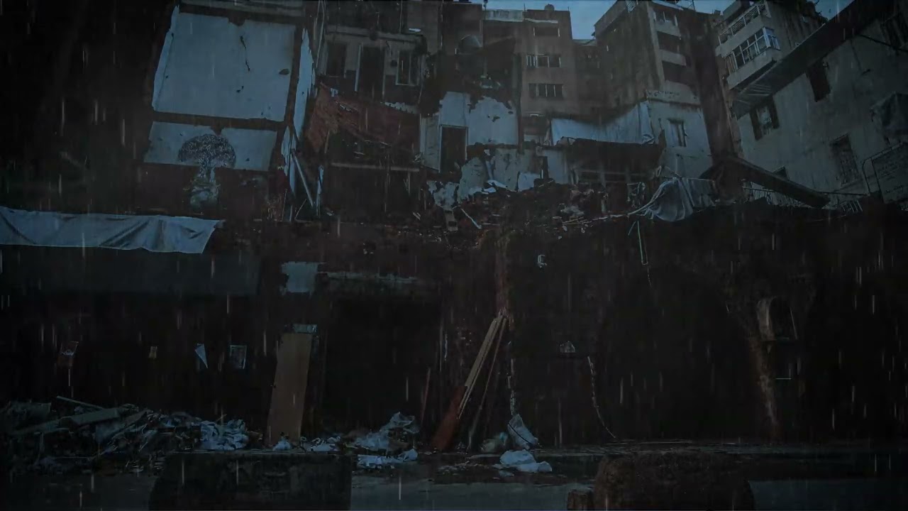 Ruined Urban Buildings — Quiet Night Ambience | Relax • Study • Sleep