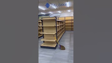 Wood grain supermarket shelves