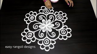 How to draw 3 dots rangoli & kolam designs || Simple muggulu for Beginners