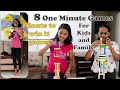 8 one minute games  indoor games for kids  family games  minute to win it games for kids 2023