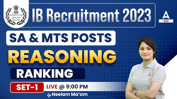 IB Security Assistant & MTS | Reasoning by Neelam Gahlot | Ranking Part 1
