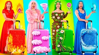 Fire Girl, Water Girl, Air Girl and Earth Girl | Crazy Challenge with Four Elements Friendly DO