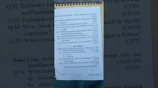 Python question paper 2023 5th sem #computerscience #python #questionpaper #viral #shorts