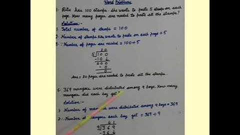 Class 3||Maths|| Chapter 5 Division (word problems).