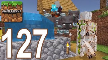 Minecraft Pocket Survival - Gameplay Walkthrough Part 127 - Iron Golem vs Pillagers (iOS, Android)