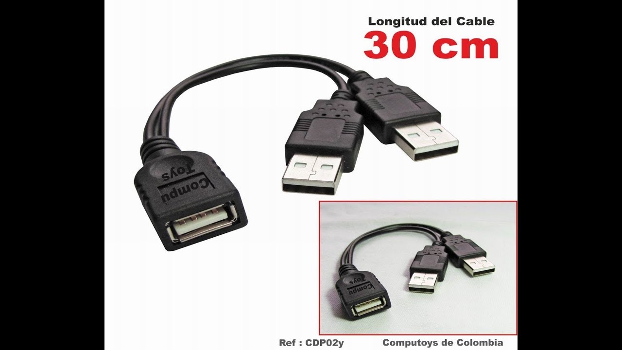 CDP02Y Cable YE USB para doblar amperaje, 2 Machos 1 Hembra, 30 cm COMPUTOYS ML