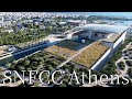 Snfcc stavros niarchos foundation cultural center athens greece  by drone 4k athens