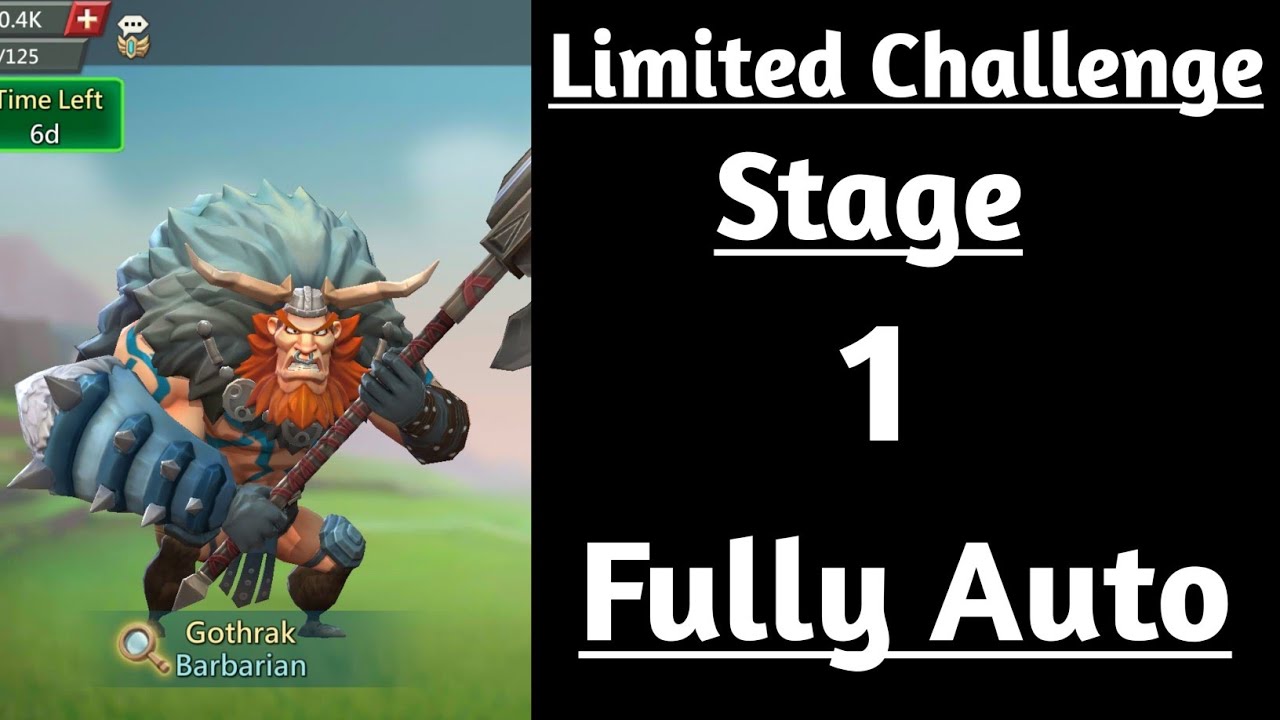 Lords mobile Barbarian Limited Challenge Stage 1 Fully Auto|Barbaric Journey Stage 1 Fully Auto