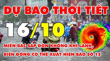 🆘 DỰ BÁO THỜI TIÊT 16/10: Miền Bắc sắp đón không khí lạnh, Biển Đông có thể xuất hiện bão số 12