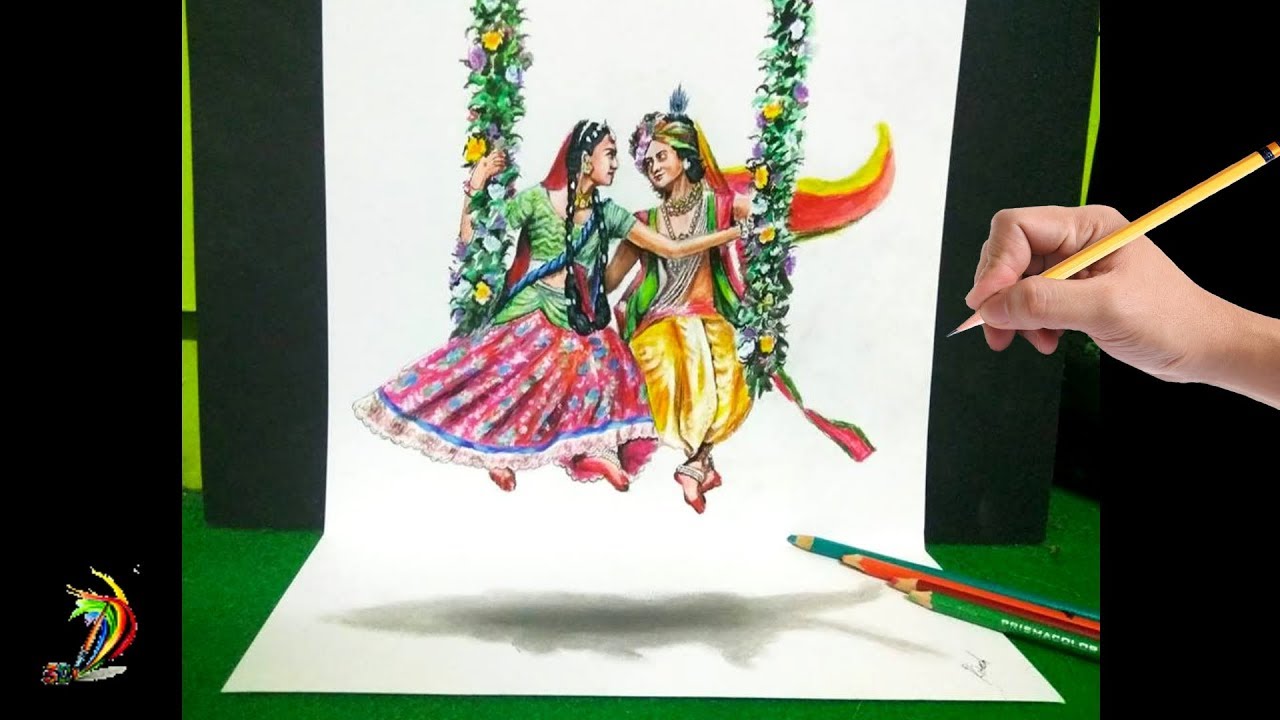 Incredible Radha Krishna Drawing | Drawing Sumedh Mudgalkar ...