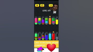 SODA SORT PUZZLE Level 477 smartest version 👌 solved in exact 49 sec 😱😱 (brilliant colours)😎 #puzzle