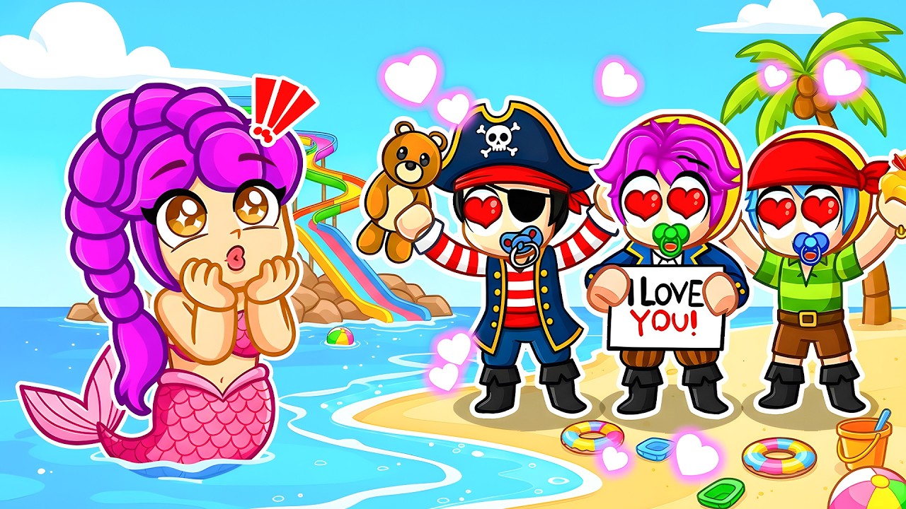 MERMAID RUMI is CHASED by 5 PIRATE FANBOYS in Roblox!