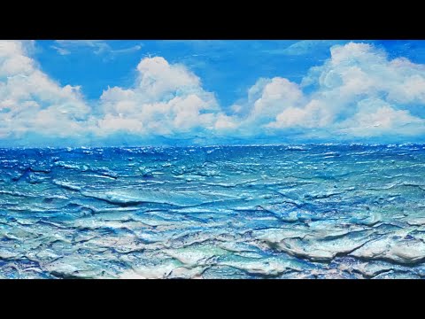 油絵 油彩 油彩画 絵 絵画 【真夏の海】 油絵 油彩 油彩画 絵 絵画【真夏の海と砂浜】 | HIROSHI1990