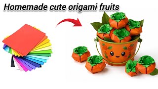 How to Make Cute Origami Fruits at Home | Easy Paper Fruit Craft Tutorial | DIY cute school project