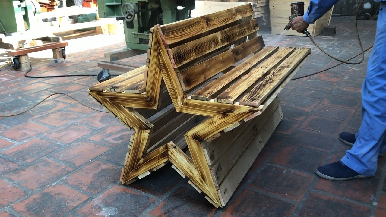 Оригинальная садовая скамейка в форме пятиконечной звезды