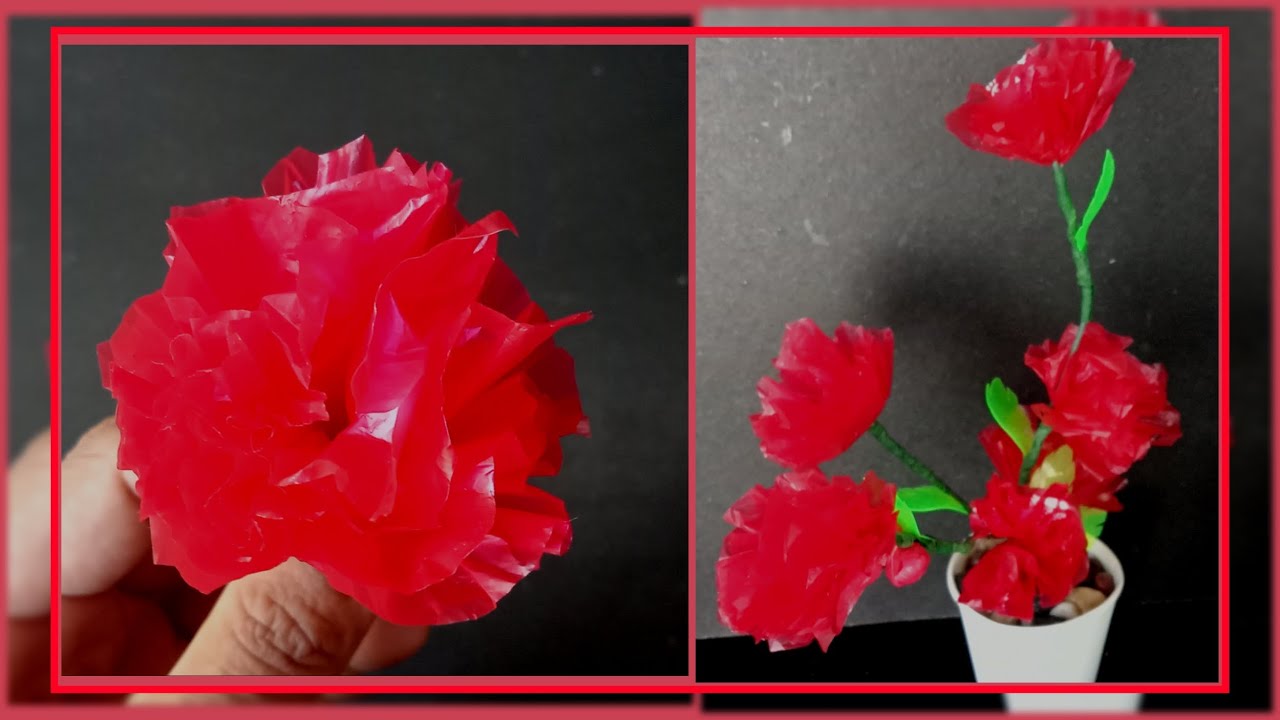 DIY Flowers made from plastic bag | reduce,reuse, recycle ♻️