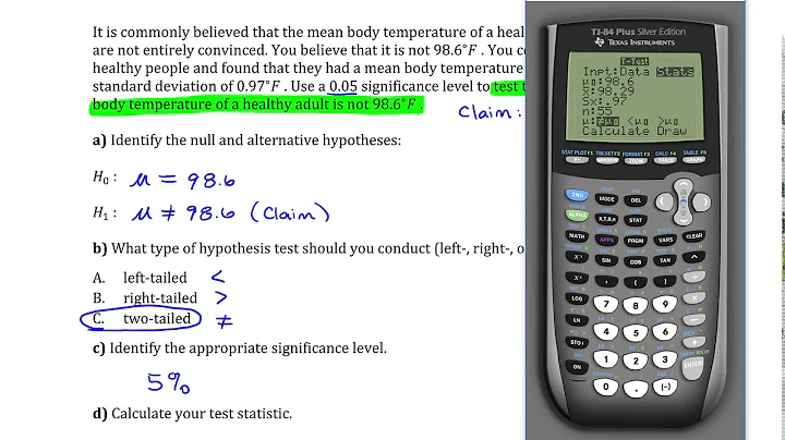 Hypothesis Tests for the Mean: Two-tailed: Body Te...