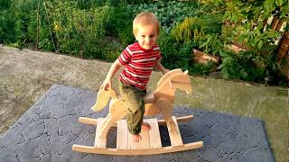 Wooden rocking horse. Montessori waldorf toys. Ride On/ Rocking Toys. Wooden carving horse. Wooden rocking horse 100% handmade. It is a great gift for your children, as eco Friendly, Unique, hand Crafted, safe and children