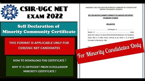Self Declaration Certificate for Minority Community || Important for CSIR & UGC NET candidates ||