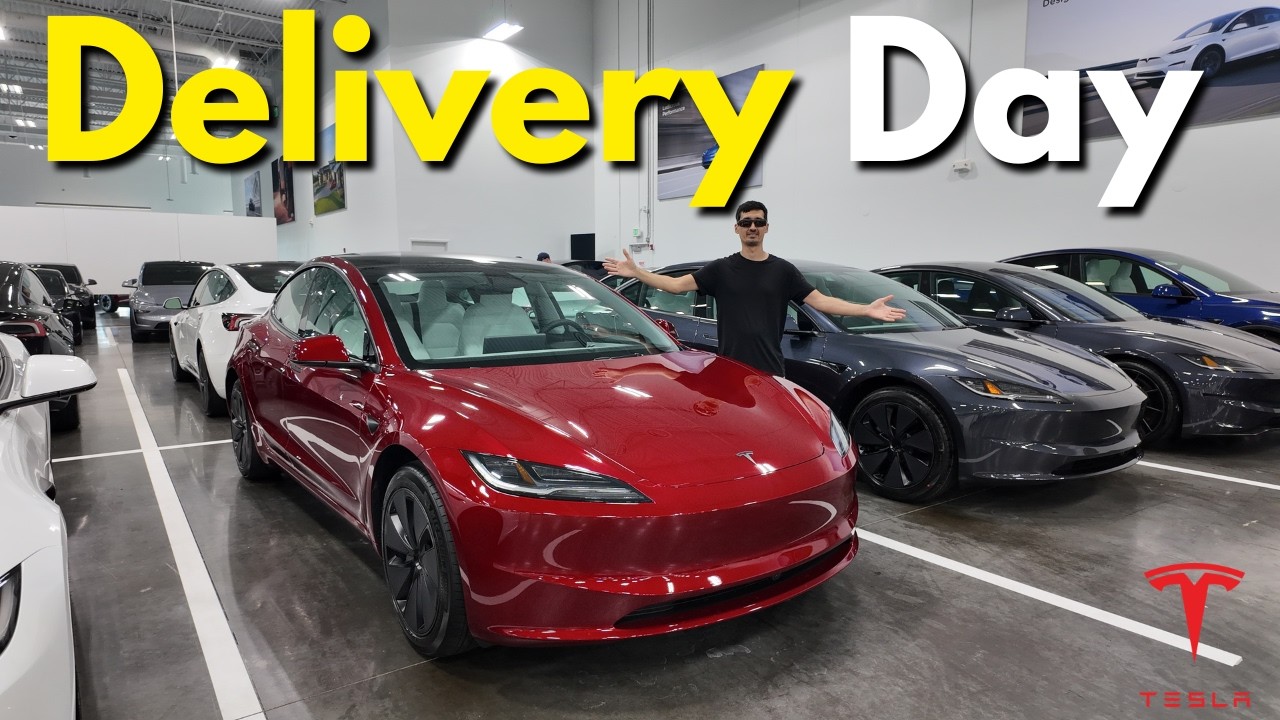 Delivery Day Picking Up My New Tesla Model 3 - YouTube