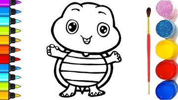 Dạy vẽ tranh và tô màu con rùa dễ thương - Hướng dẫn vẽ tranh cho trẻ em