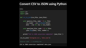 Convert CSV to JSON with Python#python #ai