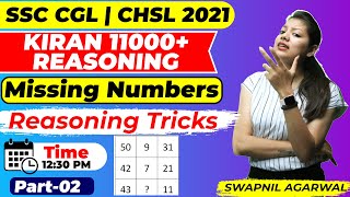 12.30 PM Kiran Reasoning 11000+| Missing Numbers Tricks Part 2 for SSC CGL CHSL | Swapnil Ma'am