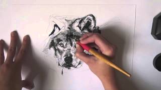 Kuretake ZIG Cartoonist Dip Pen drawing of a Wolf