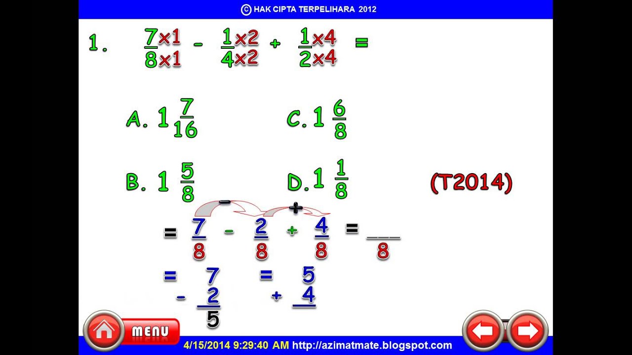 MATEMATIK UPSR : KERTAS 1: SOALAN LULUS UPSR 2014 - YouTube