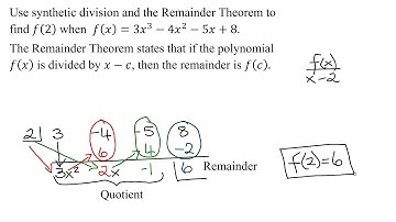Use Synthetic Division and Remainder Theorem to Find f(2) For Cubic Polynomial