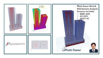 Multi-Tower Wind & RSA Seismic Analysis Process- in ETABS BNBC-2020 || ACI -2019 || ASCE 7-05
