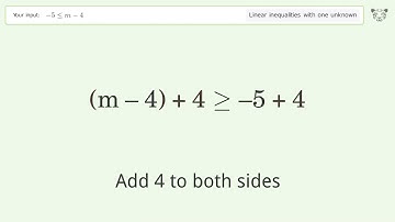 Solving Linear Inequalities: -5 is Smaller Than or Equal to m-4