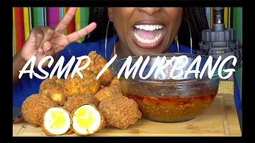 DEEP FRIED BOILED EGGS DRENCHED IN BLOVES SAUCE..!! (MUKBANG)